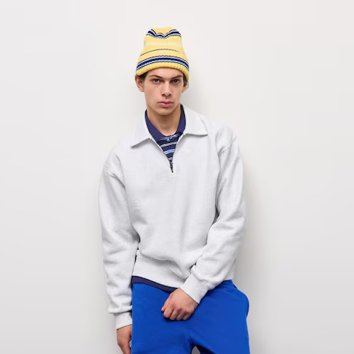 GU 지유 헤비웨이트 스웨트 하프집업 맨투맨 02 LIGHT GRAY