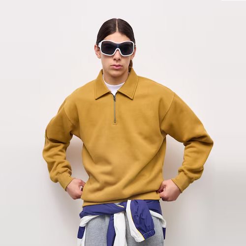 GU 지유 헤비웨이트 스웨트 하프집업 맨투맨 49 MUSTARD